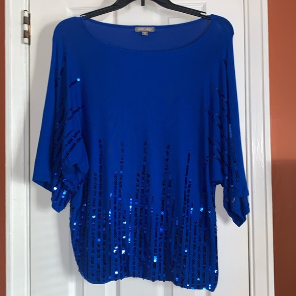 Roz & Ali Tops - Blue Sequence Top